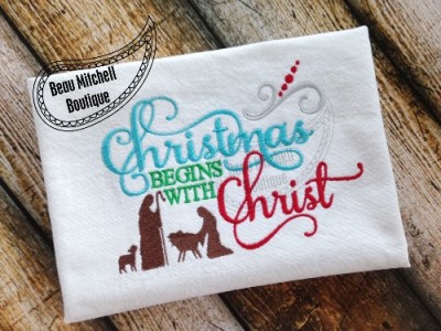 Christmas begins with Christ embroidery design